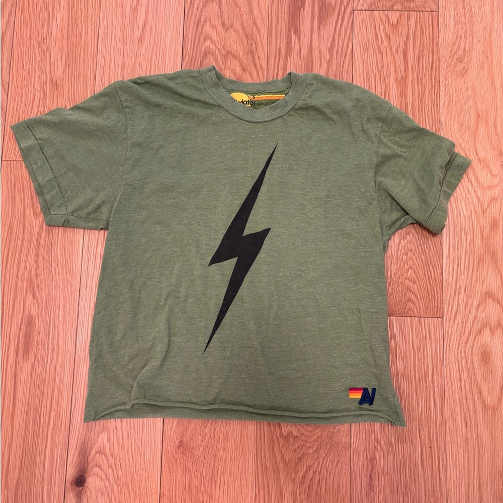 Aviator nation green lightning bolt tee shirt